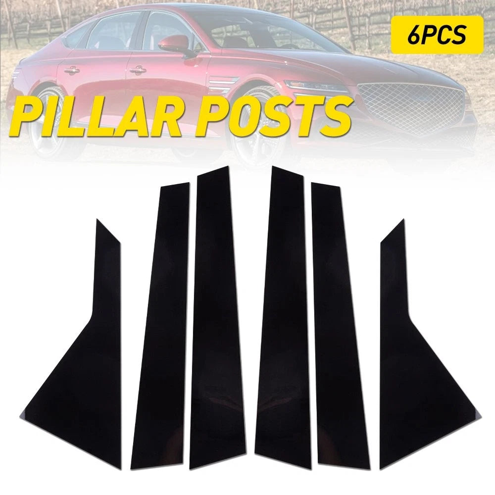 Set of 4 Glossy Black Pillar Posts Window Trim Covers for Genesis G80 (2015–2022)