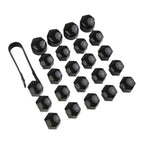 Black Wheel Nut Bolt Cover Cap / Pack of 24x 17MM / for Opel