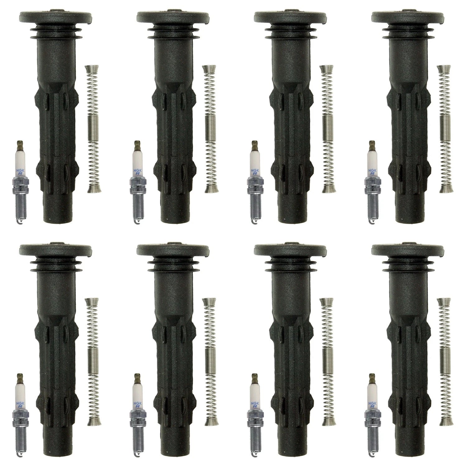Set of 8 NGK Laser Platinum Spark Plugs & Coil Boots for C216 CL 209 CLK 219 CLS V8