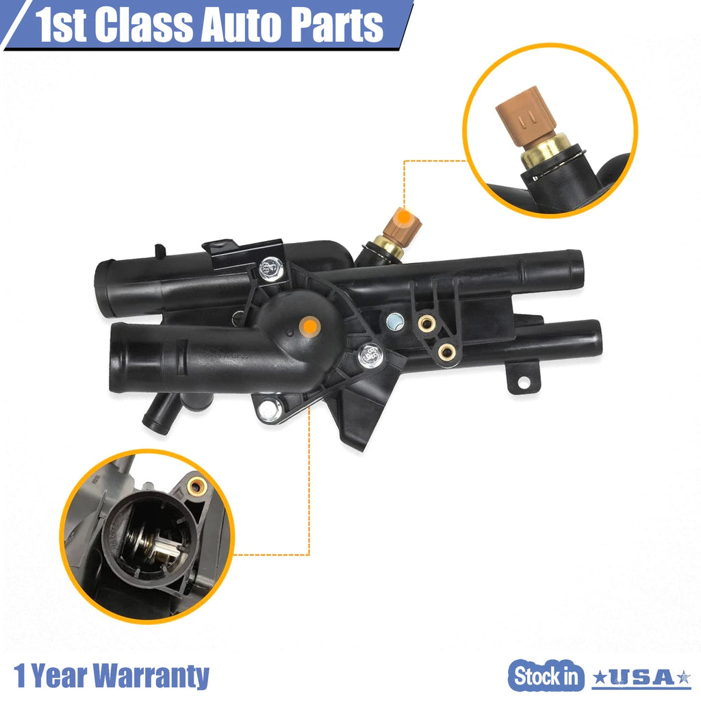 Outlet and Thermostat Housing Kit for Hyundai Sonata, Kia Optima (2010–2018)