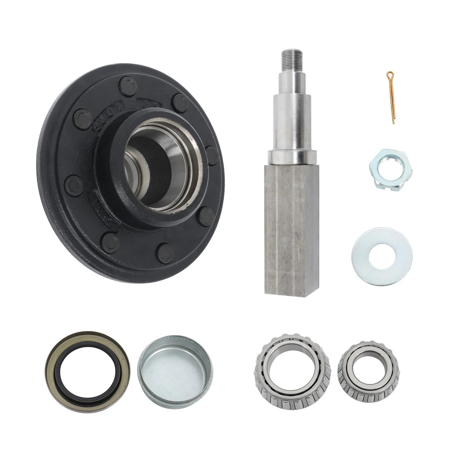 Trailer Axle Hub Kit with Bearings for 6000lbs Trailer (Fits 8 on 6.5")