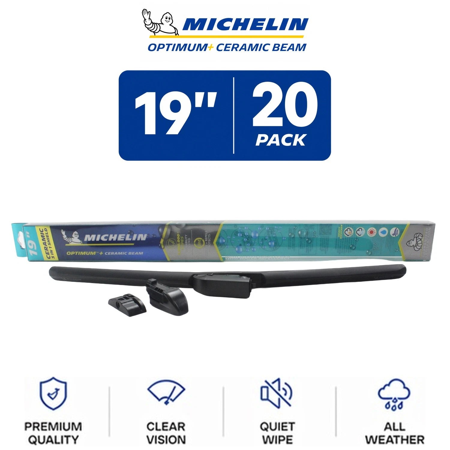 Set of 2 Michelin Optimum+ Ceramic Beam Wiper Blades 19" for All Vehicles (20-Pack)