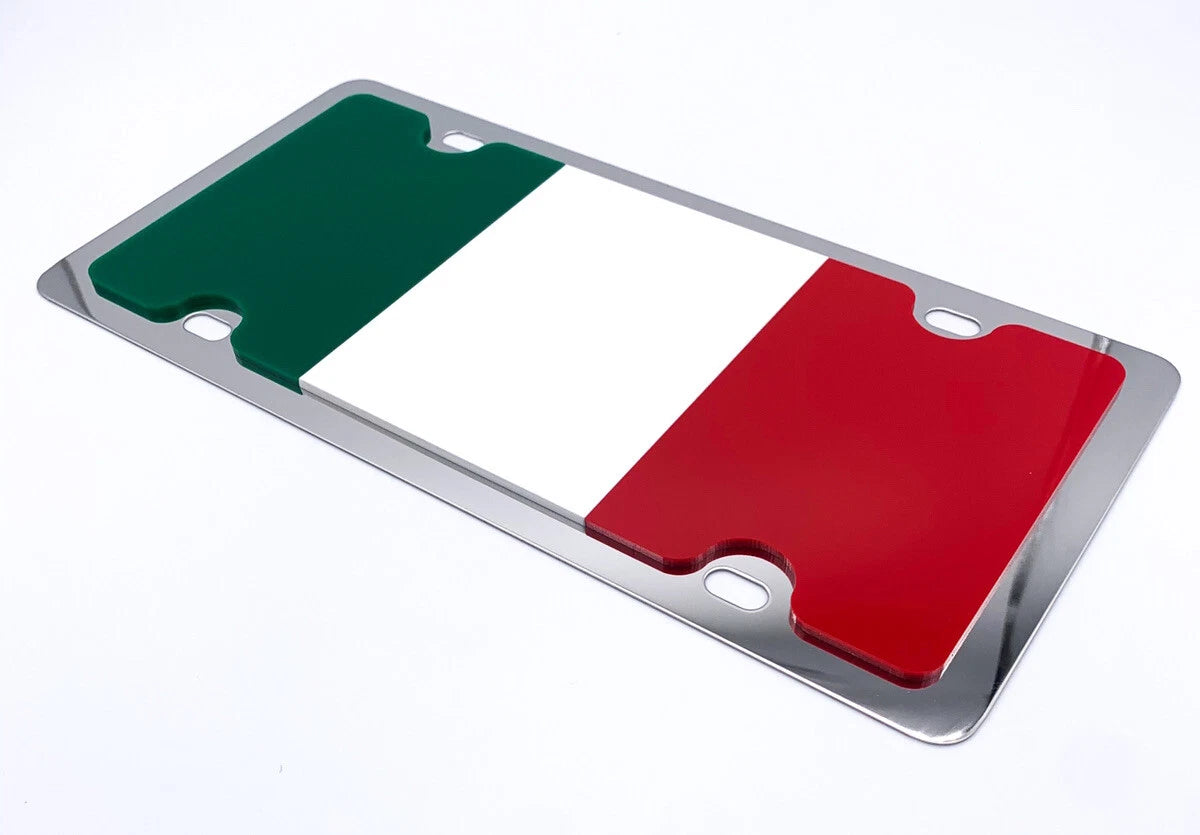 Italian Metal Vanity License Plate Tag 3D Flag Stainless Steel for Italy