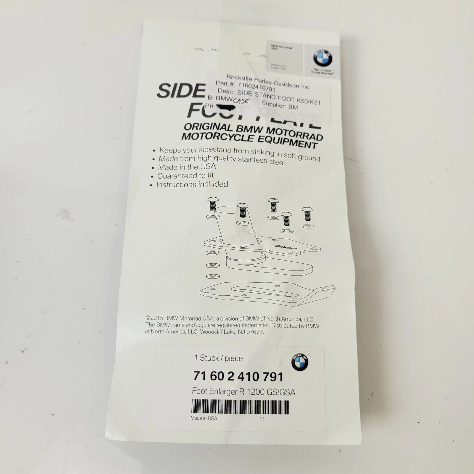 Side Stand Foot Plate for BMW R1200GS R1250GS F850GS S1000XR (71602410791)
