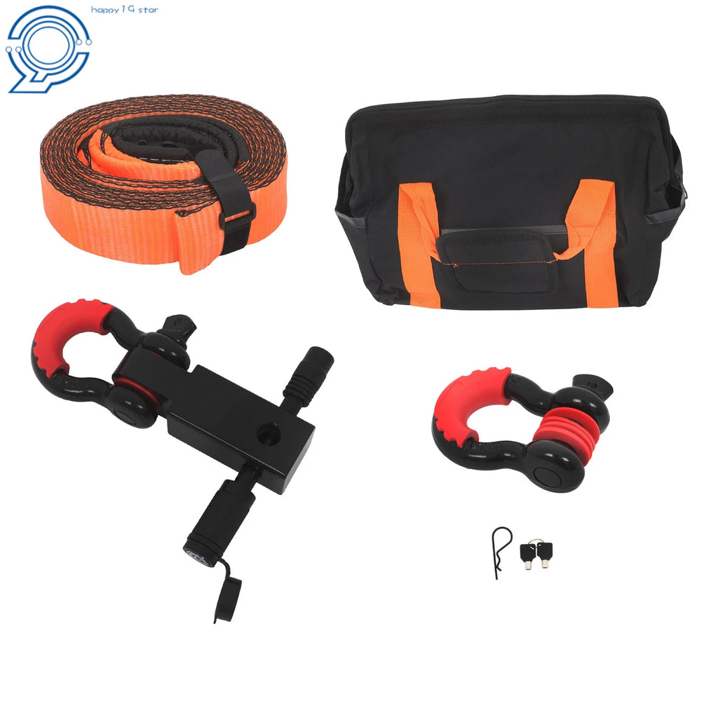 2" Hitch Receiver + 3/4" Anti-Theft D-Ring + 3" x 20' Tow Strap Kit 31500