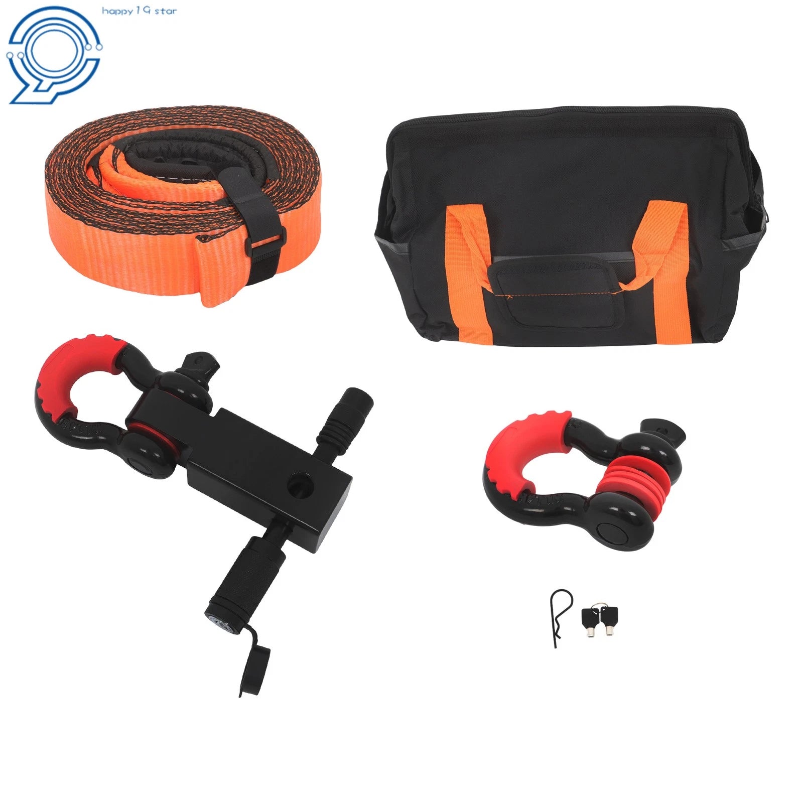2" Hitch Receiver + 3/4" Anti-Theft D-Ring + 3" x 20' Tow Strap Kit 31500