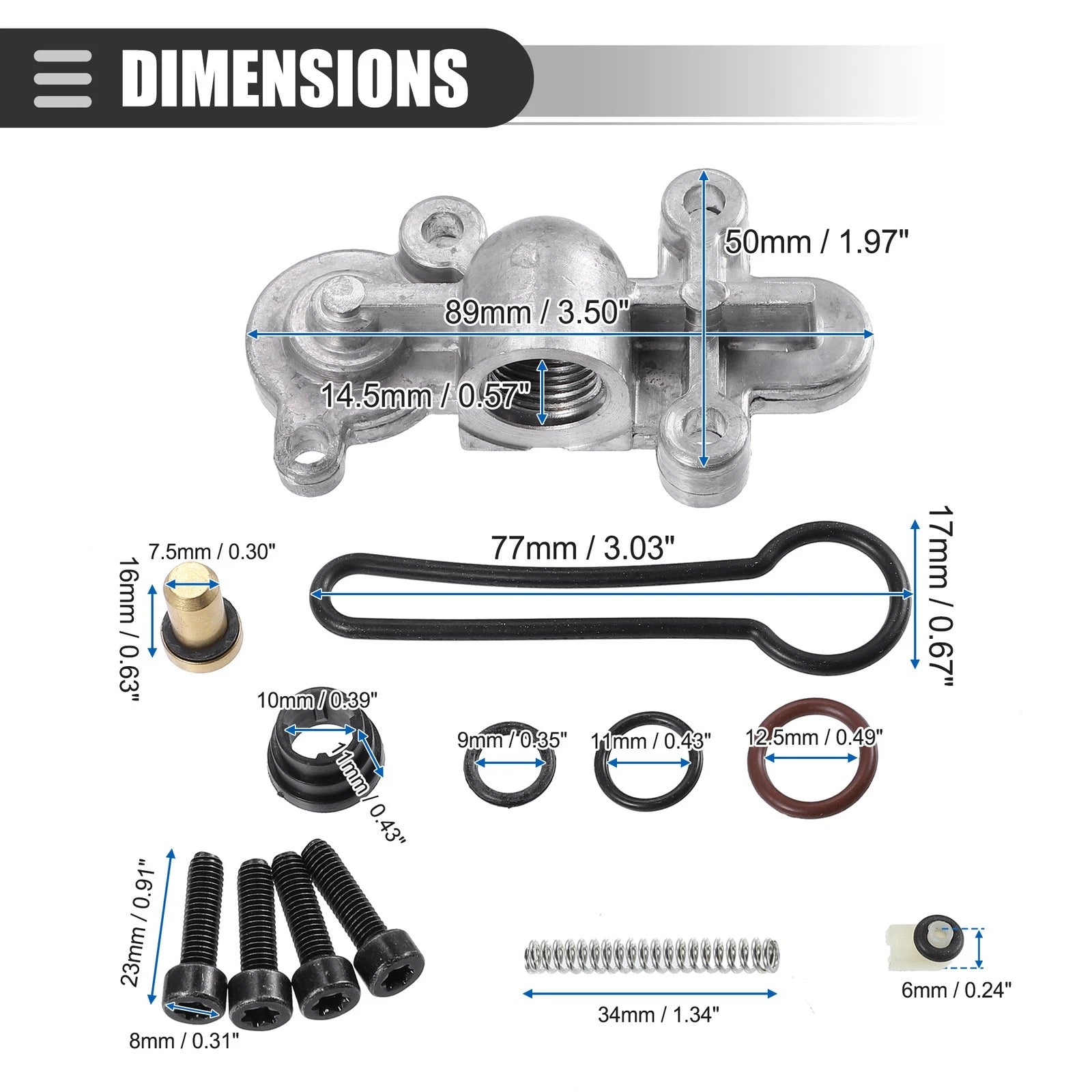 Fuel Pressure Regulator Kit for Ford (2003–2007) 3C3Z9T517AG Silver Black
