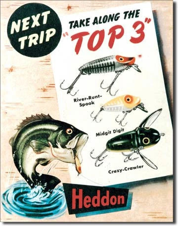 Vintage Replica Tin Metal Sign for Fishing Lures
