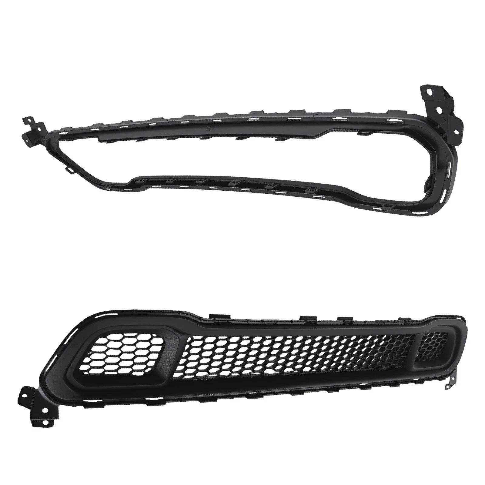 2X Front Lower Bumper Cover Grille with Molding Trim for Jeep Cherokee (2014-2018)