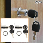 Set of 2 Cabinet Push Plunger-Lock Cylinder Locks for Home Tool