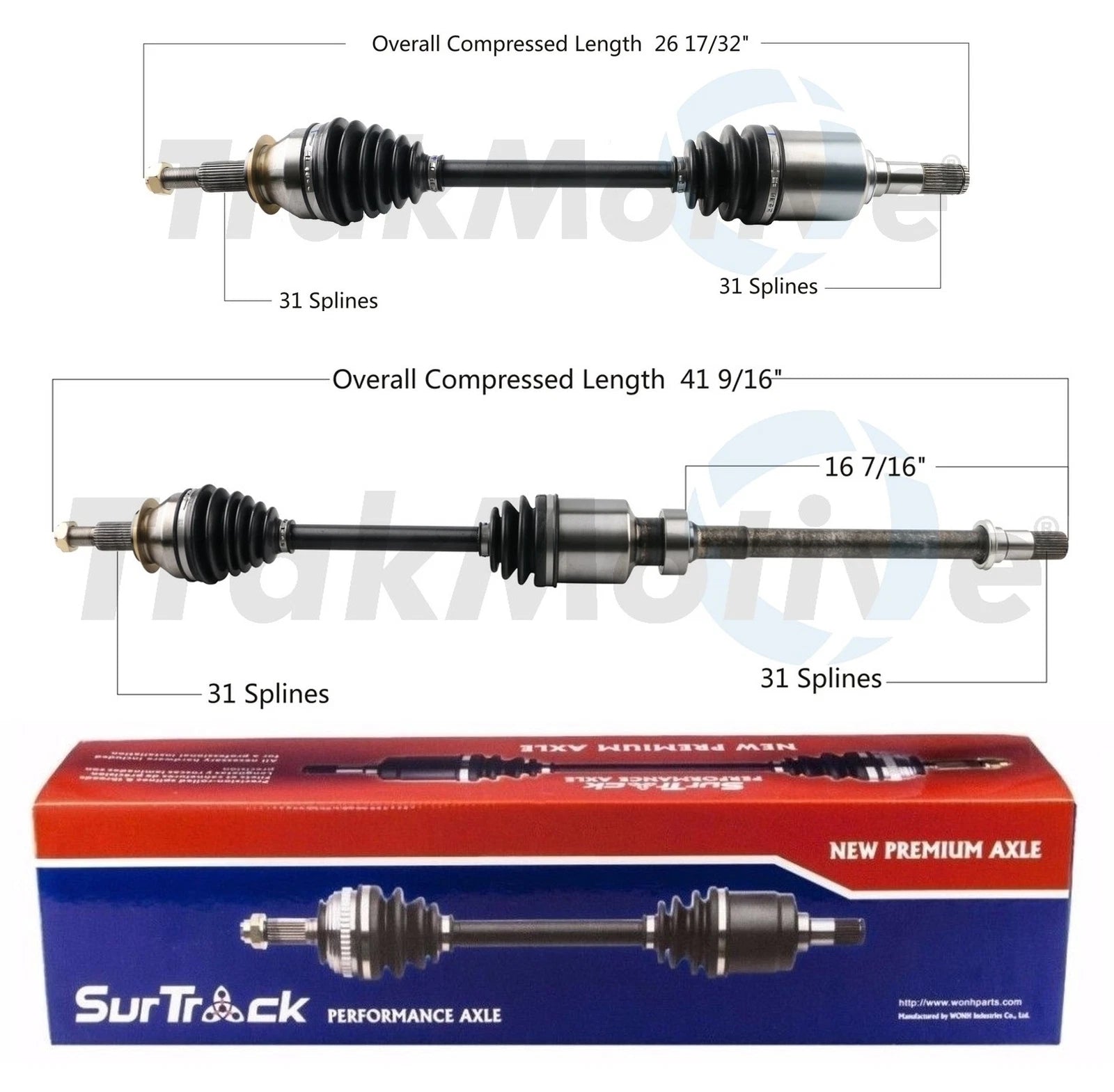 Set of 2 Front AAR CV Axle Shafts for Mazda CX-9 (2016–2017)