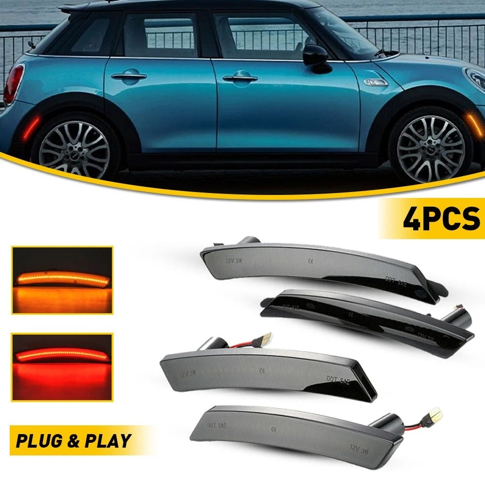 Set of 2 Smoked Lens Amber/Red LED Side Marker Lights for MINI Cooper R55 R57