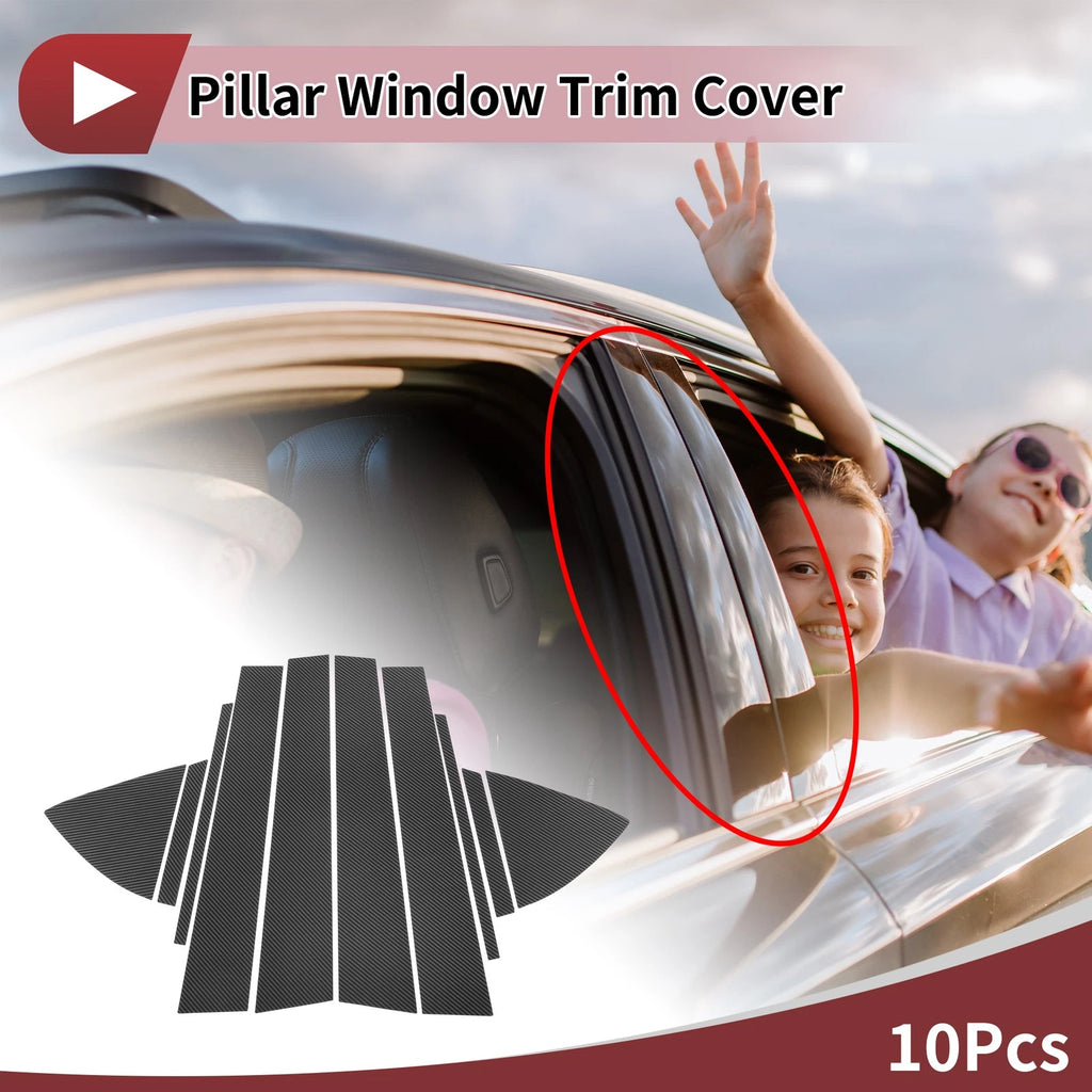 10 Pcs Car Door Pillar Window Trim for Toyota Vios (2014–2023) Carbon Fiber