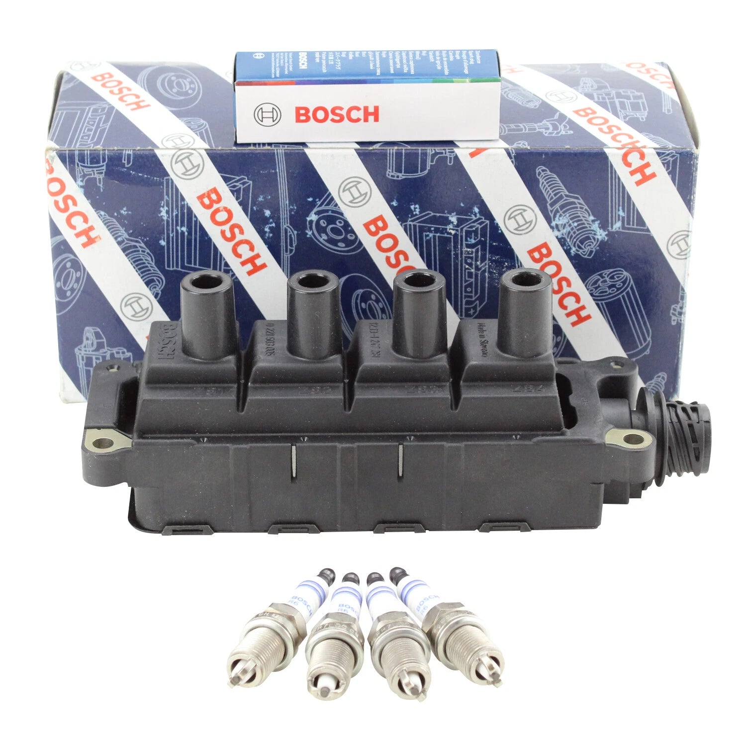 Bosch Ignition Coil & 4 Nickel Spark Plugs for BMW 318i 318is Z3 (1992–2002)