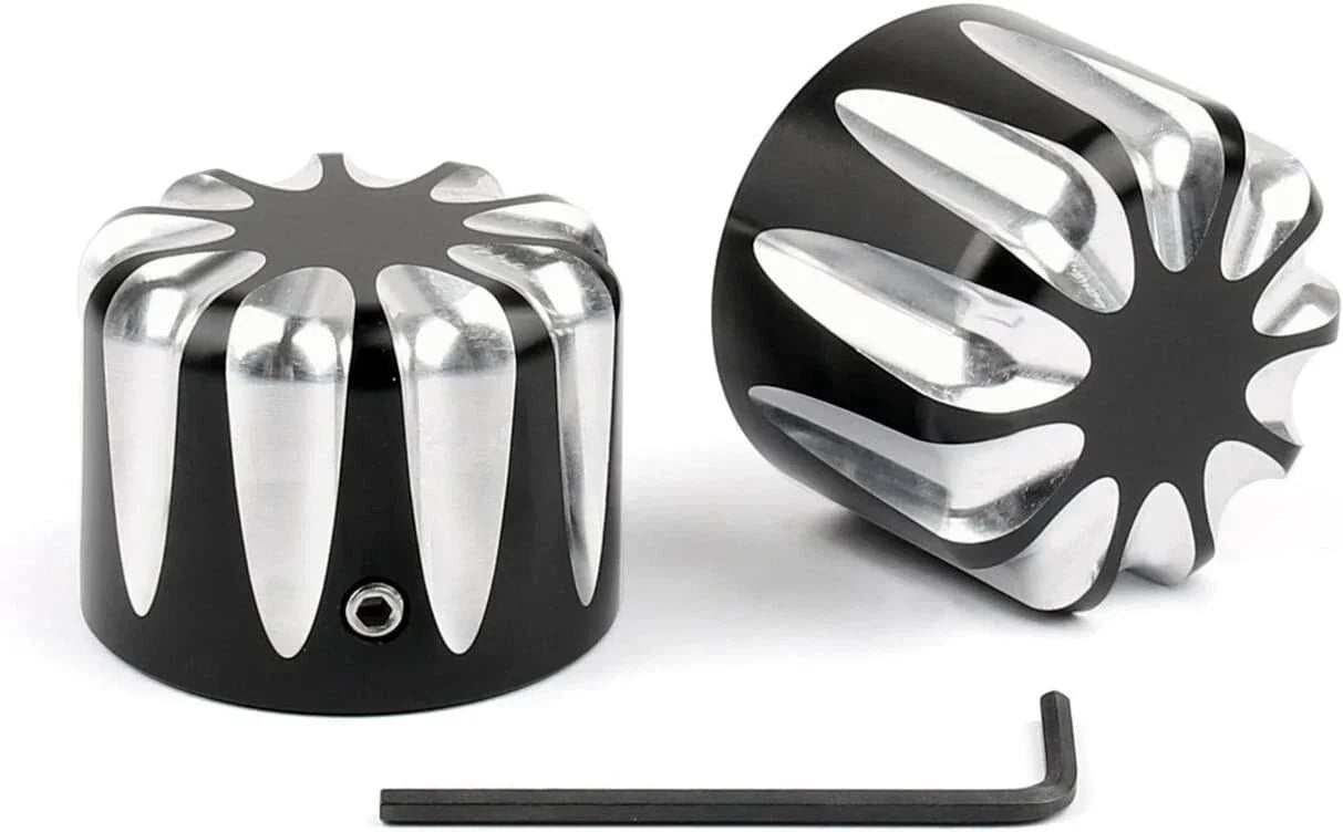 Black CNC Cut Axle Nut Cover for Harley Electra Street Road Glide