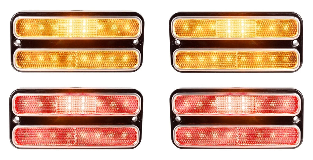 Side Marker Lights Set Clear Lens Red Amber LED for 1968–1972 Chevy Truck