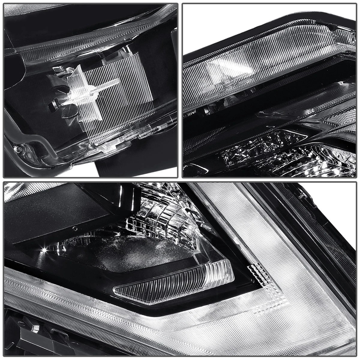LED DRL Headlight for Nissan Rogue (2017–2020) Right Passenger Black Housing