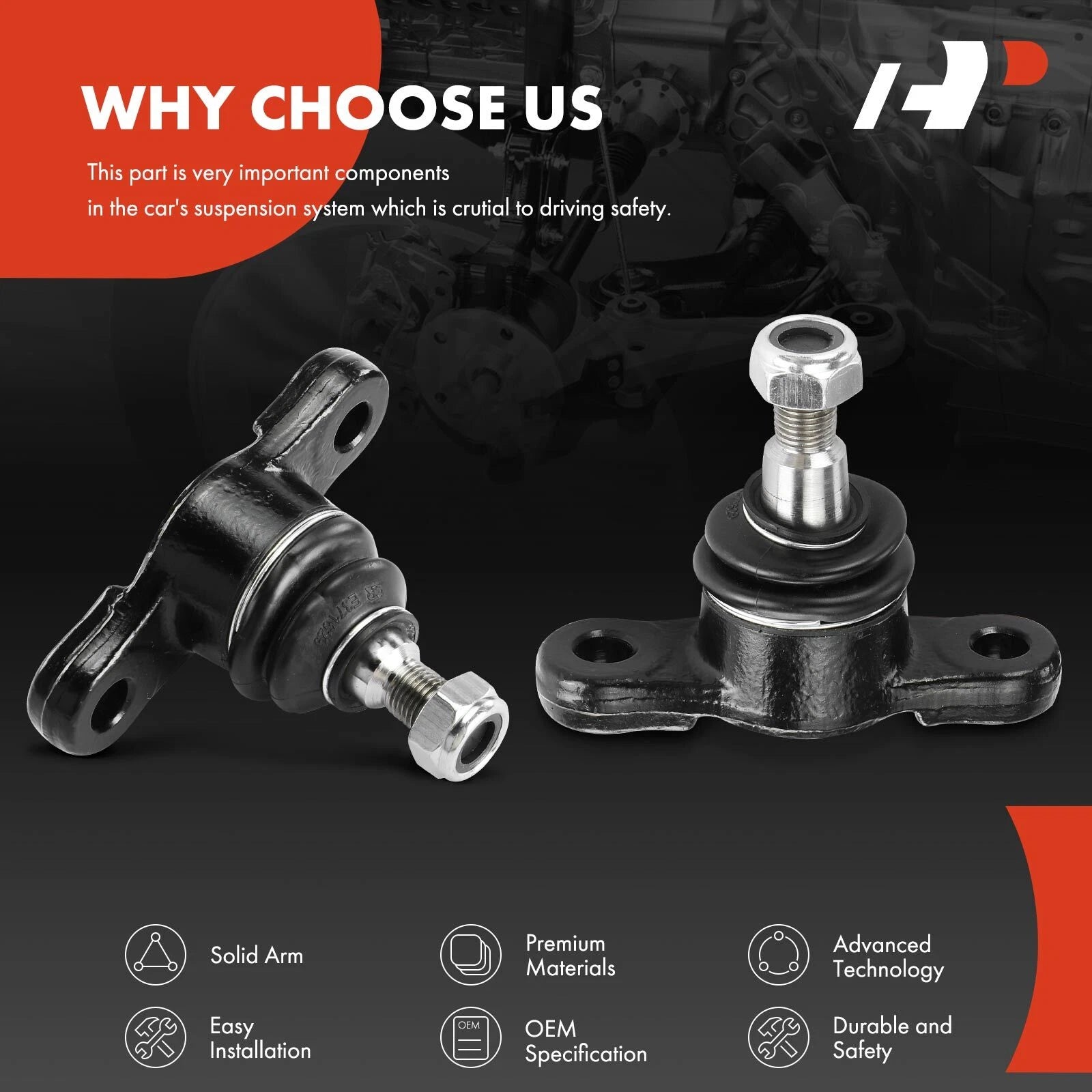 2X Front Lower Side Ball Joint Kit for Honda S2000 (2000-2009)