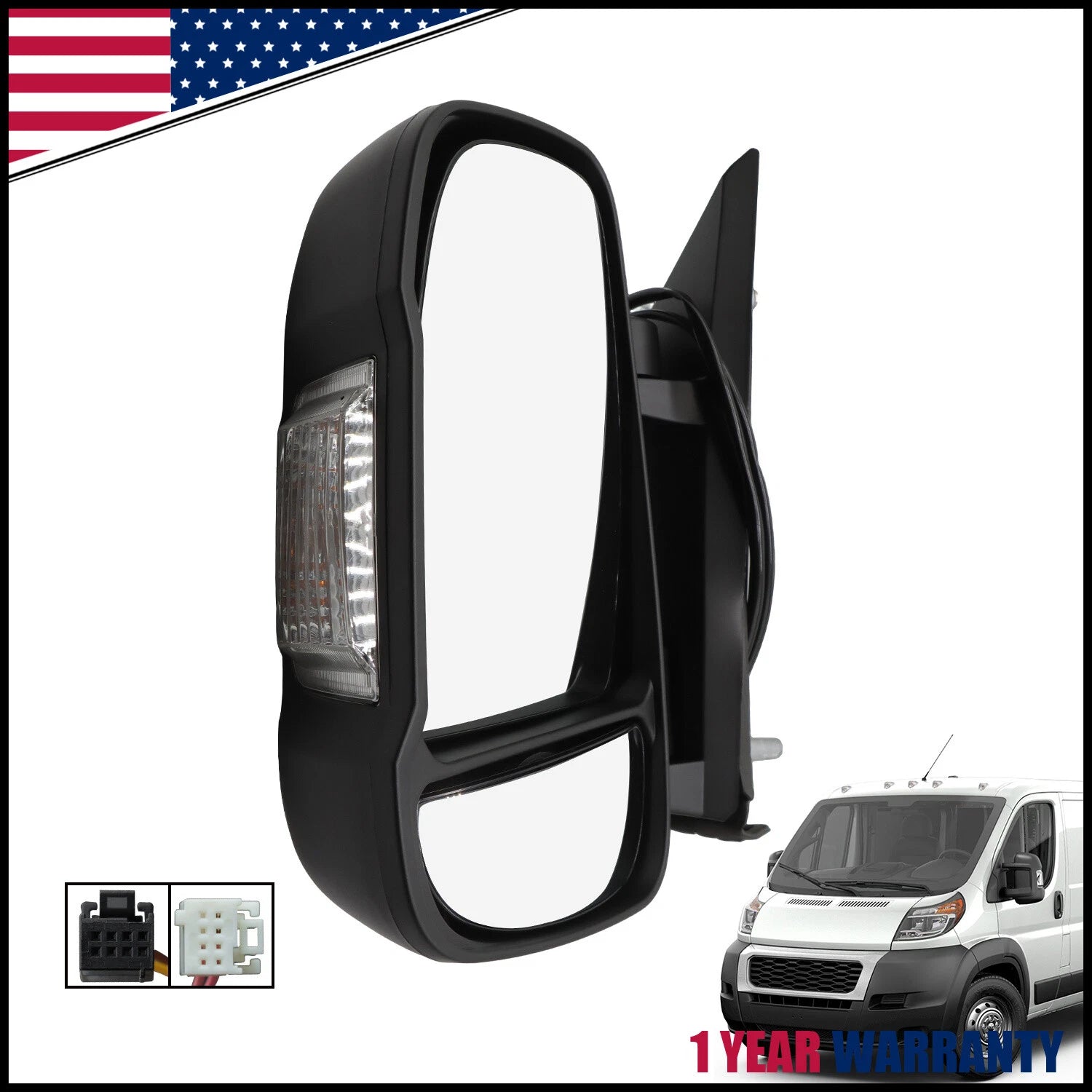 Left Mirror for Ram ProMaster 1500 2500 3500 (2014–2021) Manual Adjust w/ Signal