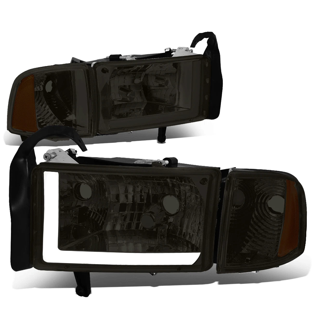 Smoked/Amber Corner LED DRL Headlight for RAM 1500 2500 3500 (1994–2002)