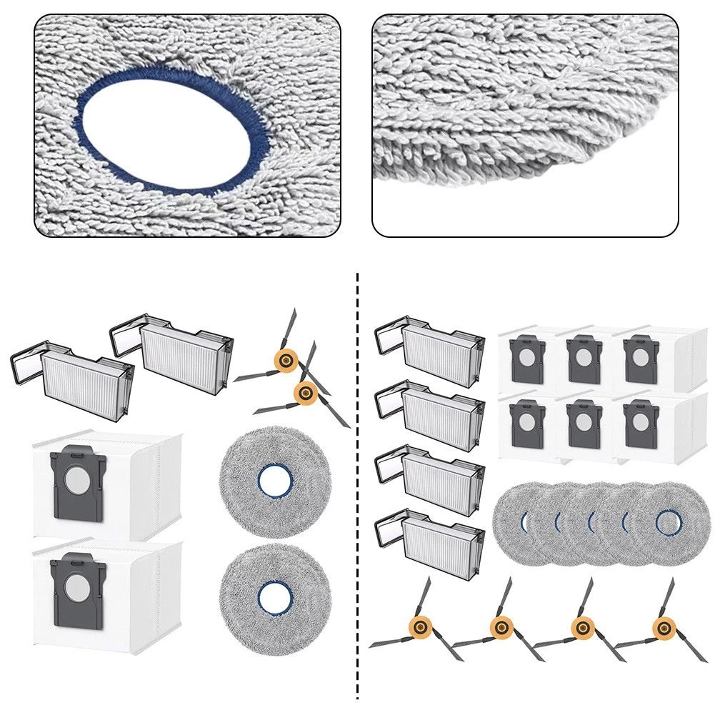 Replacement Kit with 2 Filters, 2 Mop Cloths, 2 Dust Bags, 2 Side Brushes for