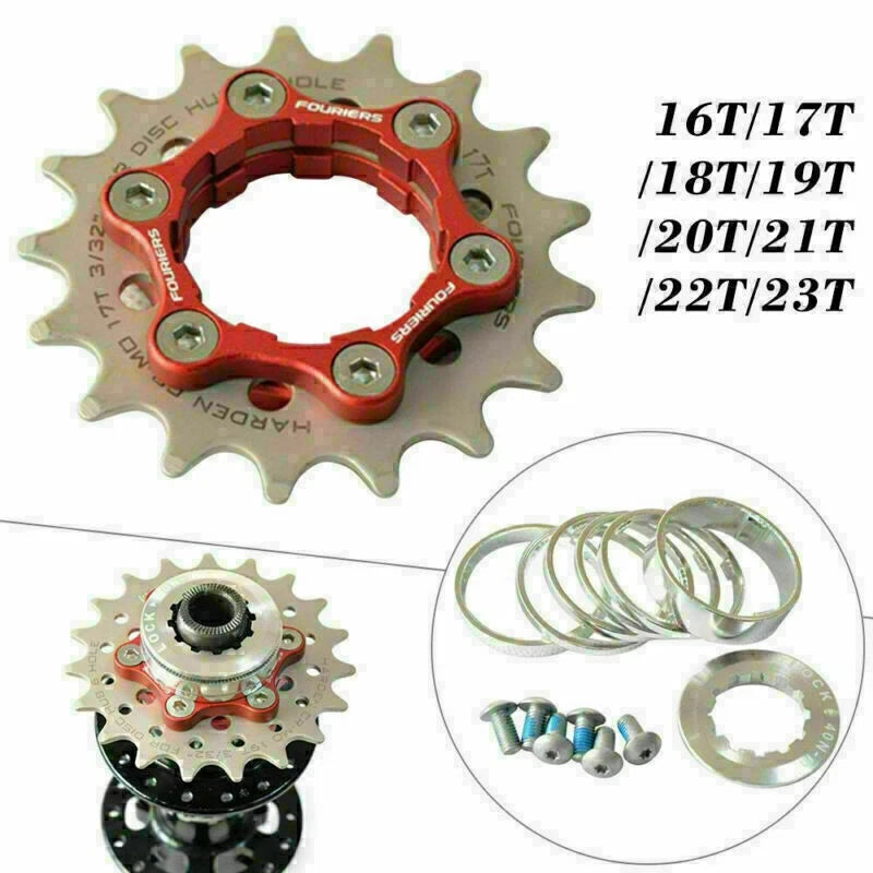 Fix Gear Single Speed Cog 16T 17T 18T for Bike Hub Disc + Spacers