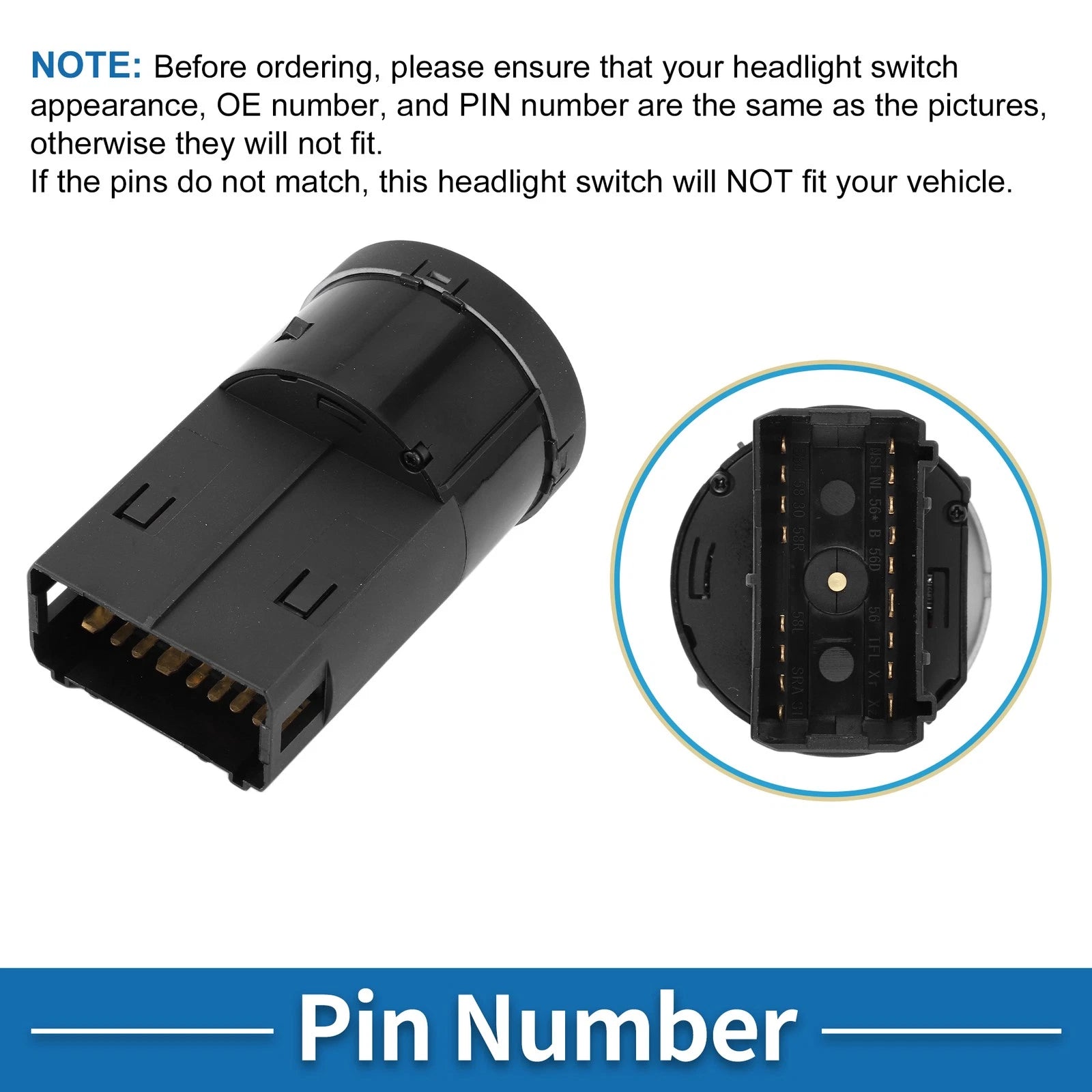 Headlight Switch for Audi A4 (2004–2008) No.V10730267 Black