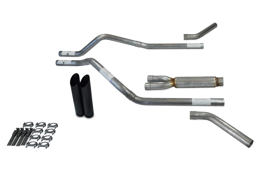 Dual Exhaust Kit for Chevy Blazer (1995–1999) - 2.5" Glasspack, Corner Exit, Black Tips