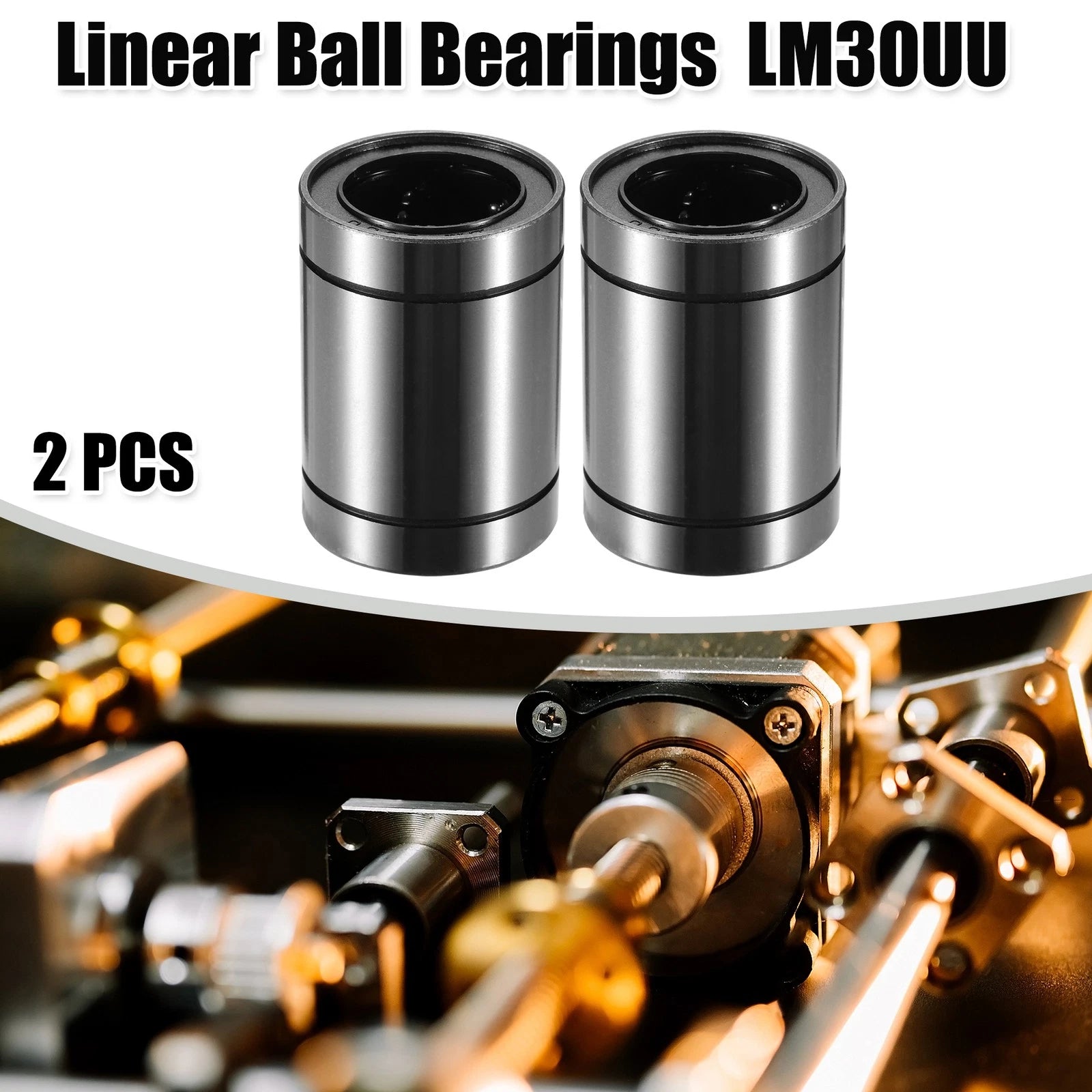 2 Pcs LM30UU Linear Ball Bearings for Car (30mm ID x 45mm OD x 64mm)