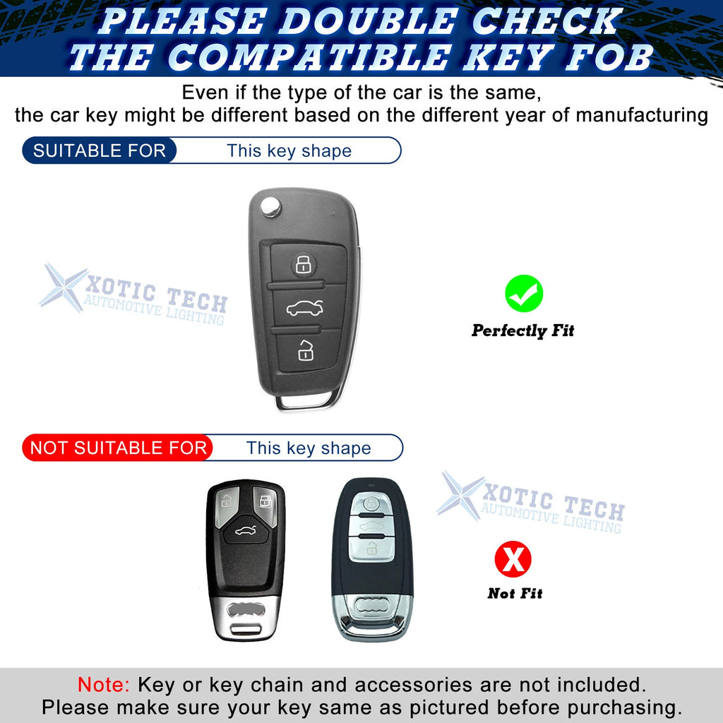 Glossy Red Anti-Dust Folding Key Fob Skin for Audi (3-Button) (2013-2016)