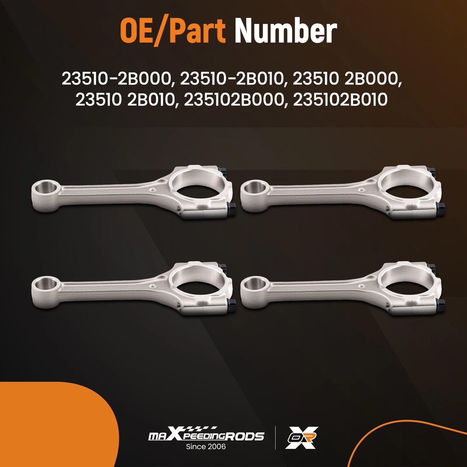 Set of 4 Engine Connecting Rods 23510-2B010 for Hyundai Kia Rio (2012–2016)