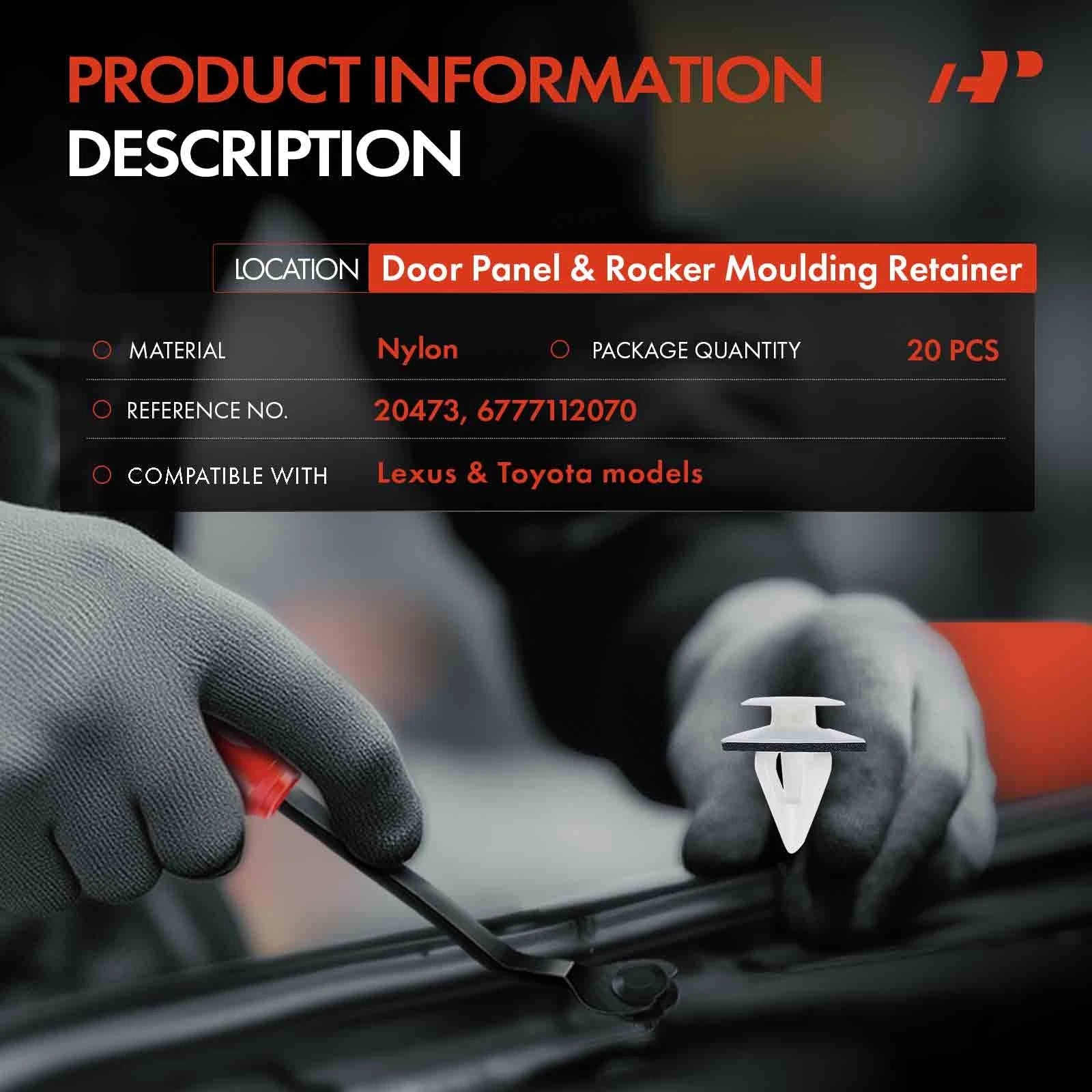 Nylon Door Panel & Rocker Moulding Retainer Clips for Toyota (2010â2018)