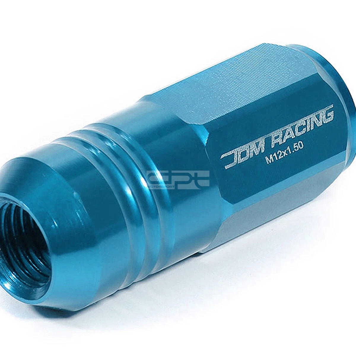 Set of 20 Closed End M12x1.5 50mm Tall Sky Blue Aluminum Lug Nuts + Adapter