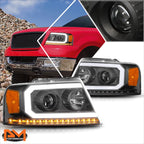 LED DRL Sequential Turn Signal Projector Headlights for F150 (2004–2008)