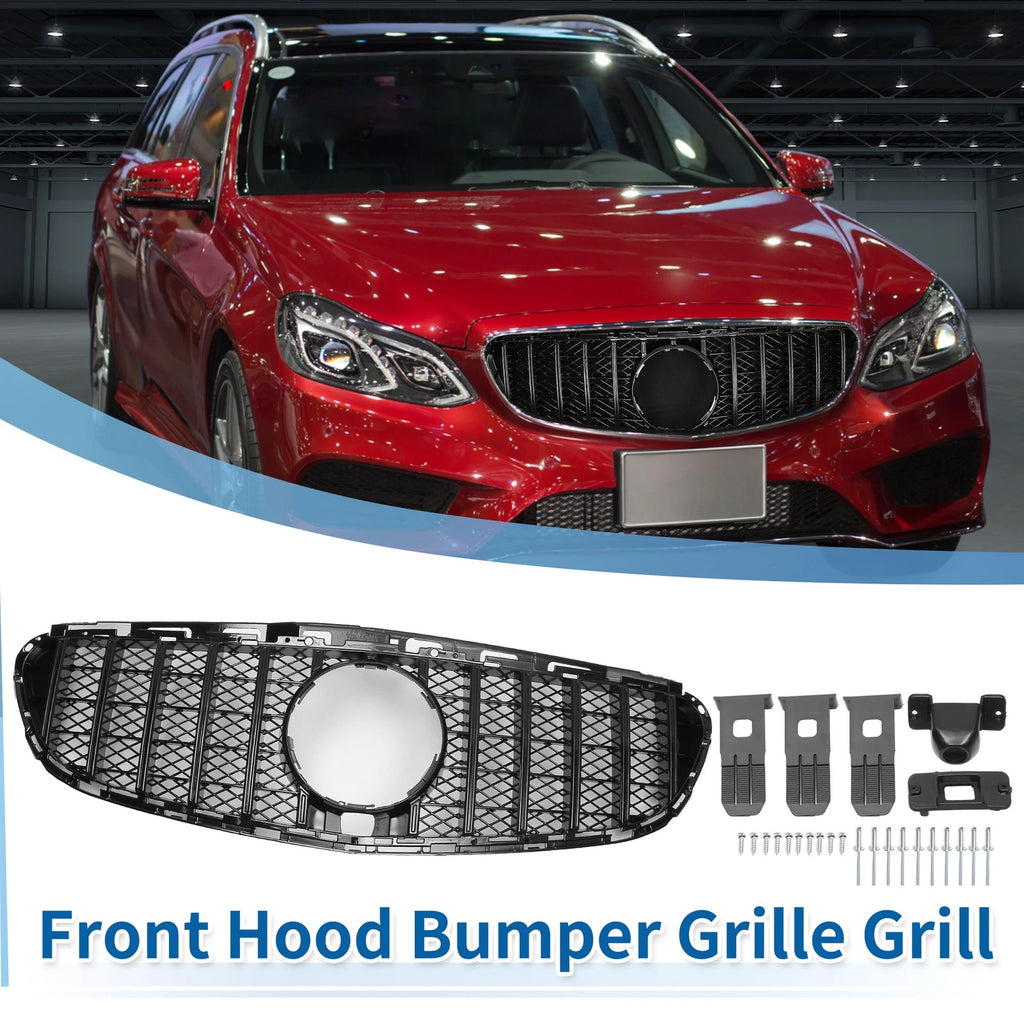Front Upper Bumper Grille for Mercedes-Benz E200 (2014–2016) Black