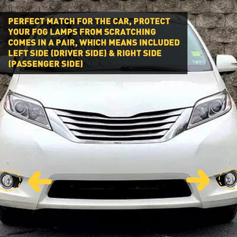 Pair Fog Light Covers for Toyota Sienna SE (2011–2017) Black Trim