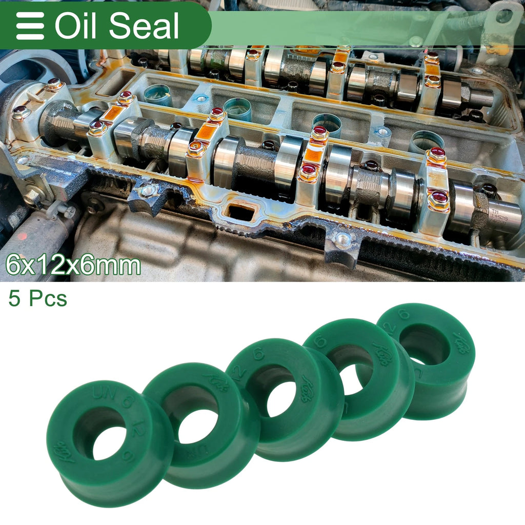 Set of 5 Oil Seal Ring 6x12x6mm for Rotary Shaft (TPU, High Pressure)