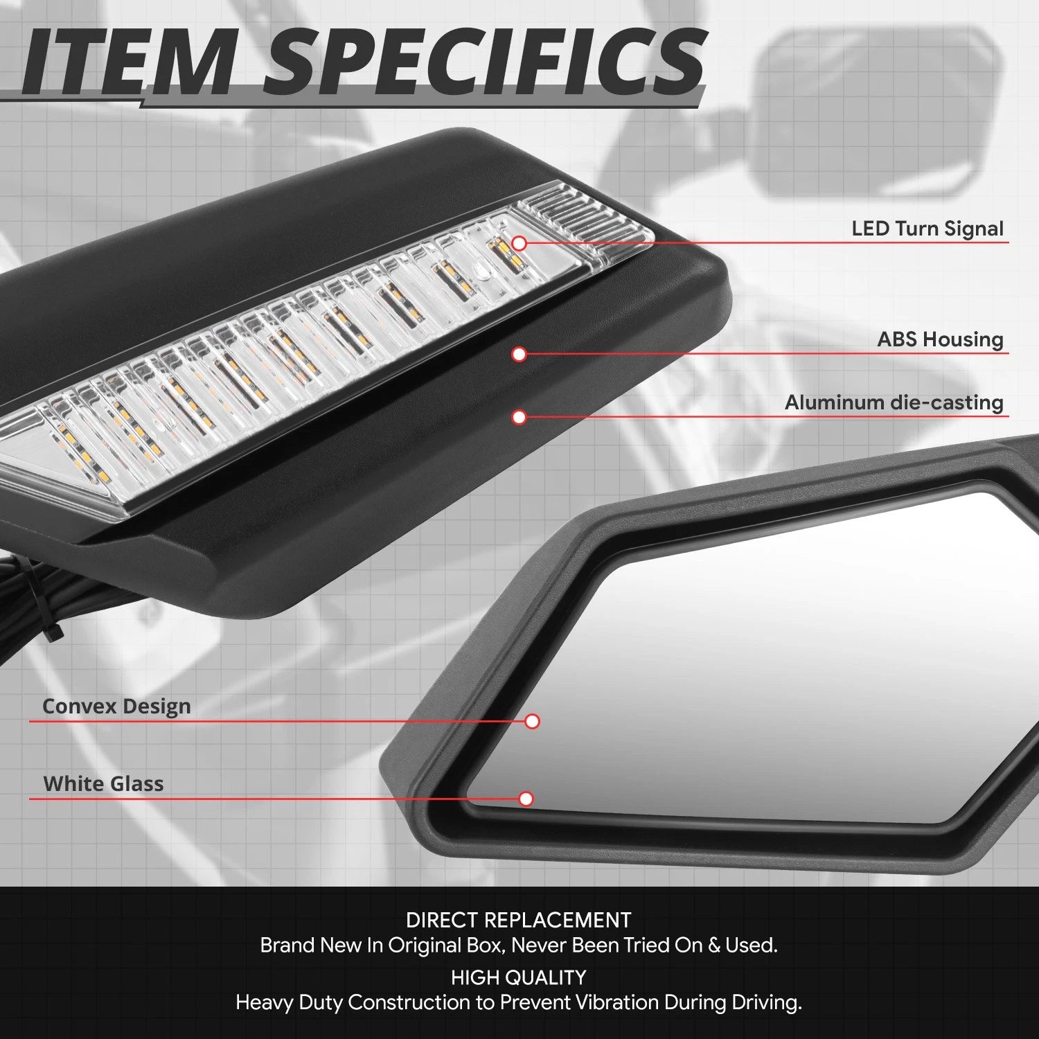 LED Signal Side View Mirrors for Can-Am Maverick X3 (2017–2023)