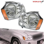 Set of 2 Headlight Assemblies for Jeep Grand Cherokee (2005–2007) Chrome