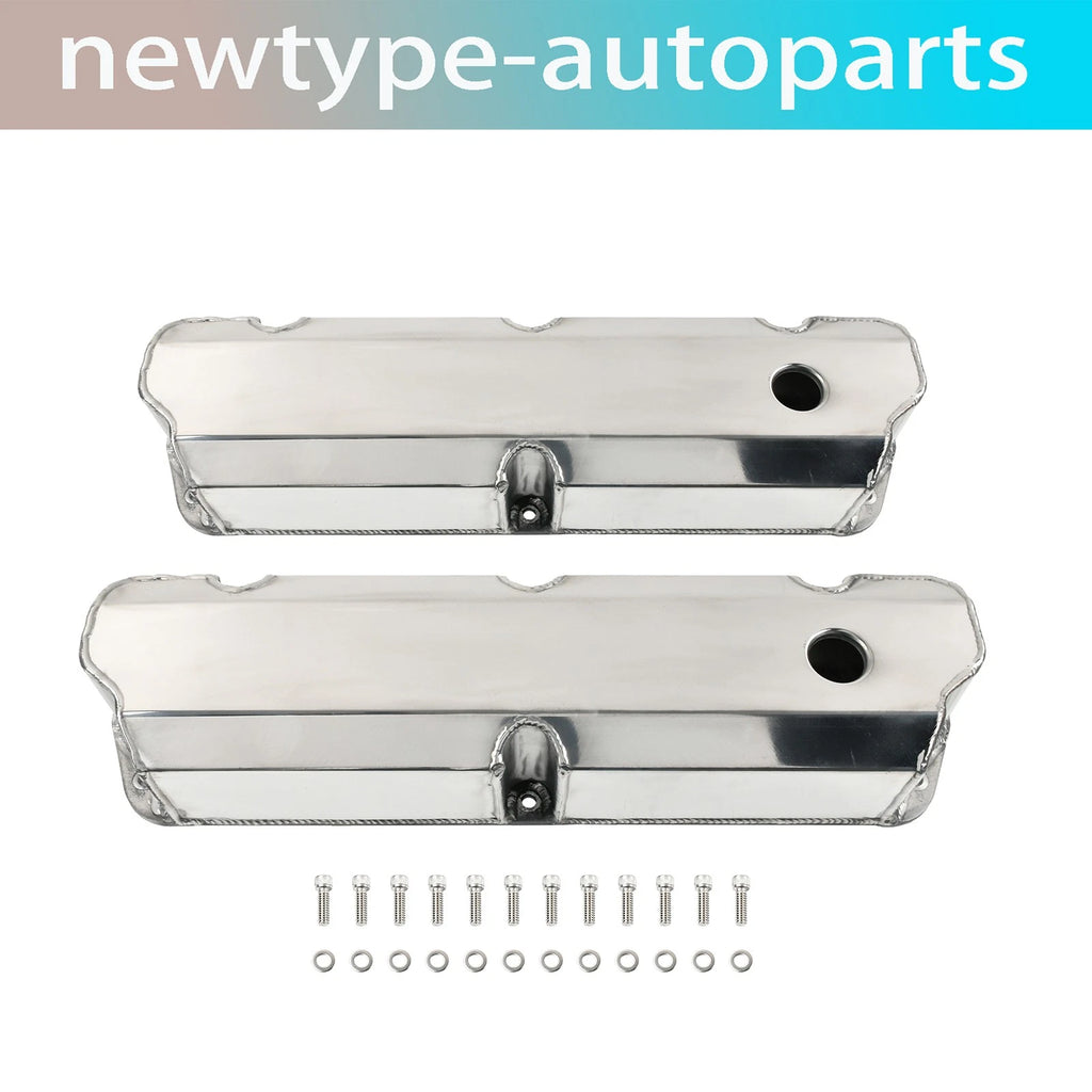 SBF Valve Covers Fabricated Polished Aluminum Short Bolt for Ford 289 302 351W (1962–1995)