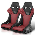 2Pcs Racing Bucket Seats for Universal Fit (Fixed Back, Red)