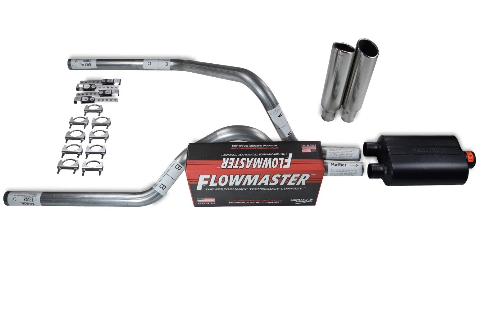 2.5" Dual Exhaust Kit for Dodge Dakota (1987–1996) - Flowmaster Super 40, Clamp Tips
