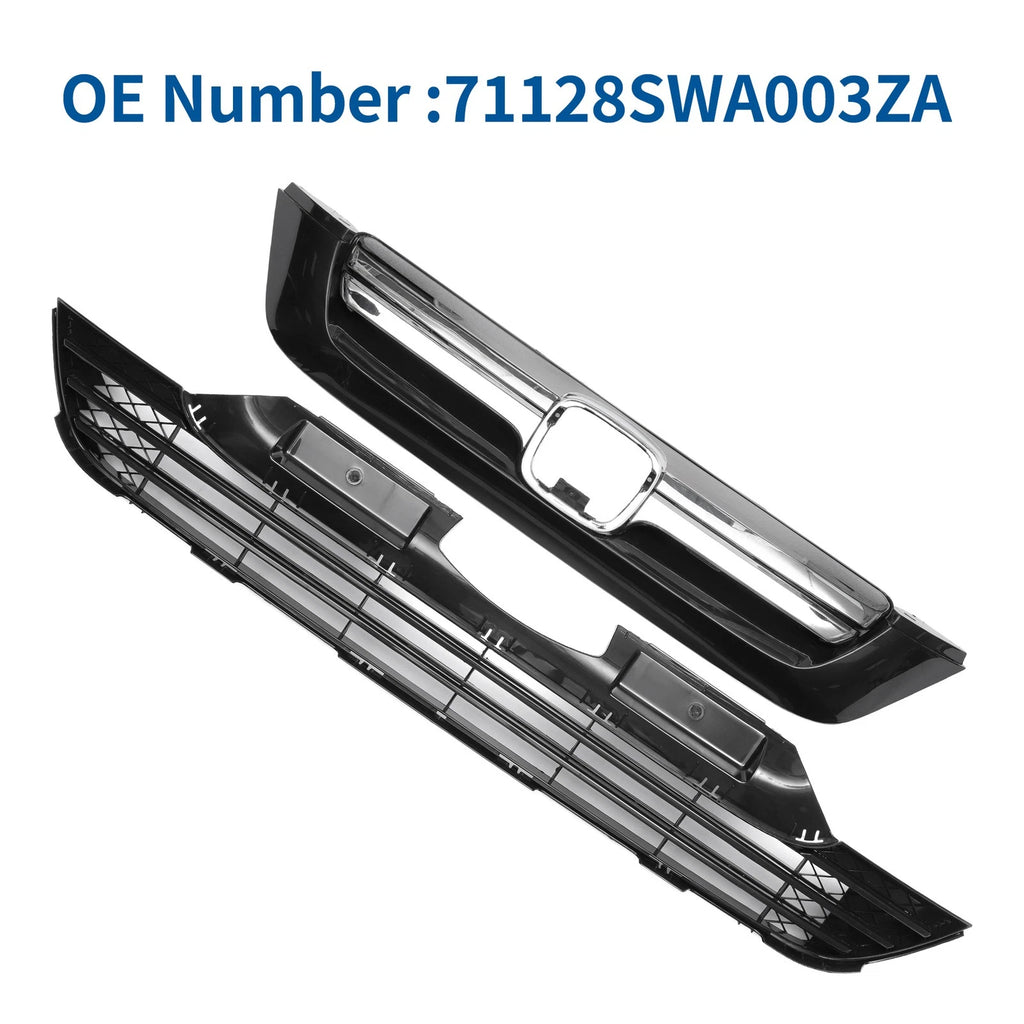 Front Bumper Grille for Honda CR-V (2007–2009) Chrome Black 1 Set