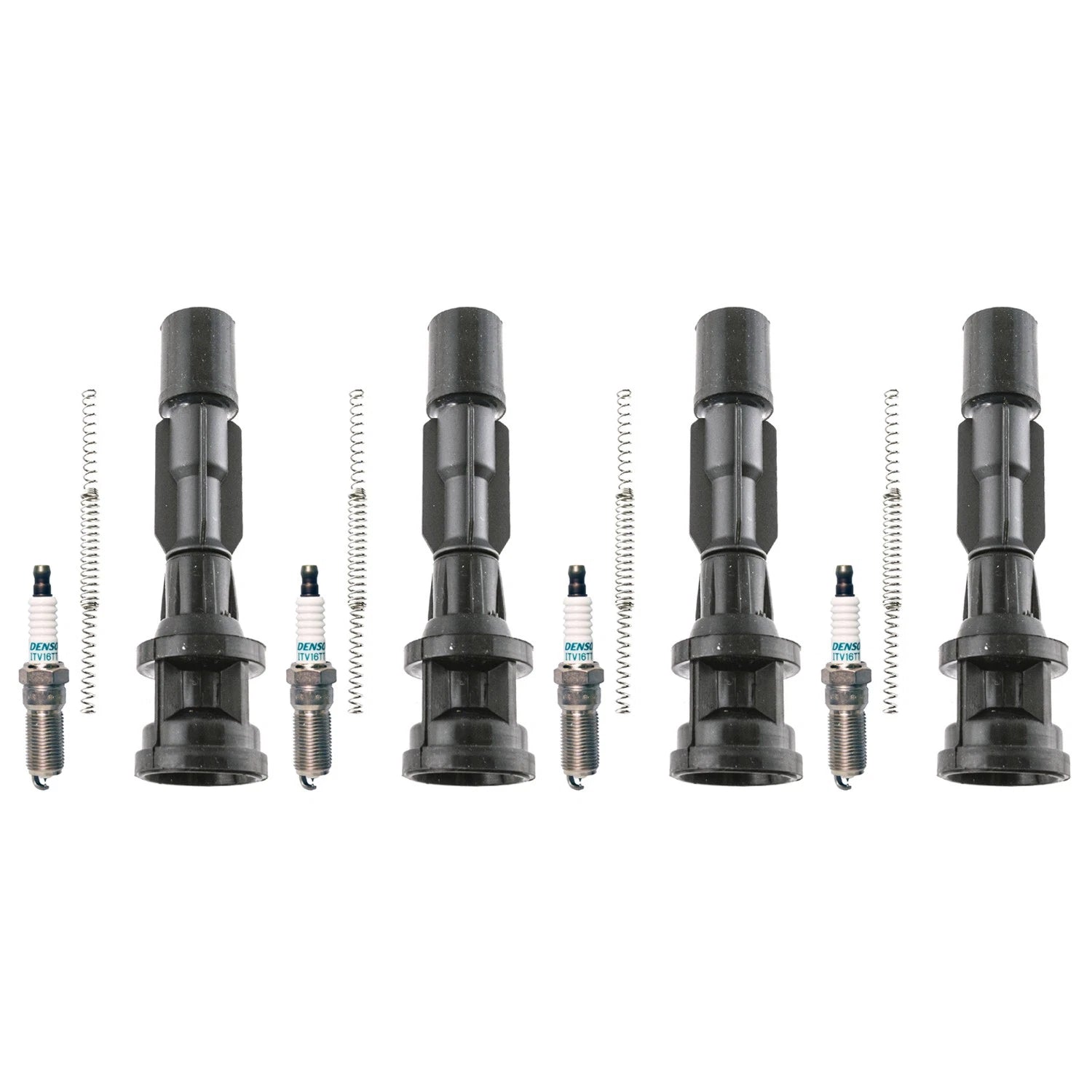 Set of 4 Denso Iridium TT Spark Plugs & Coil Boots for Mazda 5 (2008–2015)
