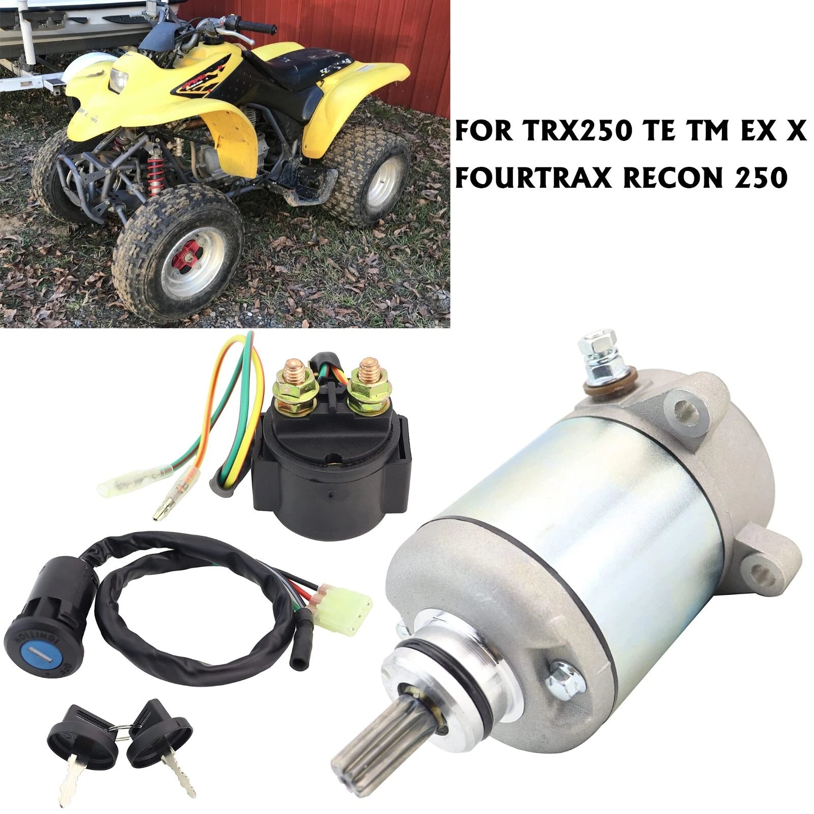 Starter with Relay & Ignition Key Switch for Honda TRX250 Fourtrax Recon (1997–2001)