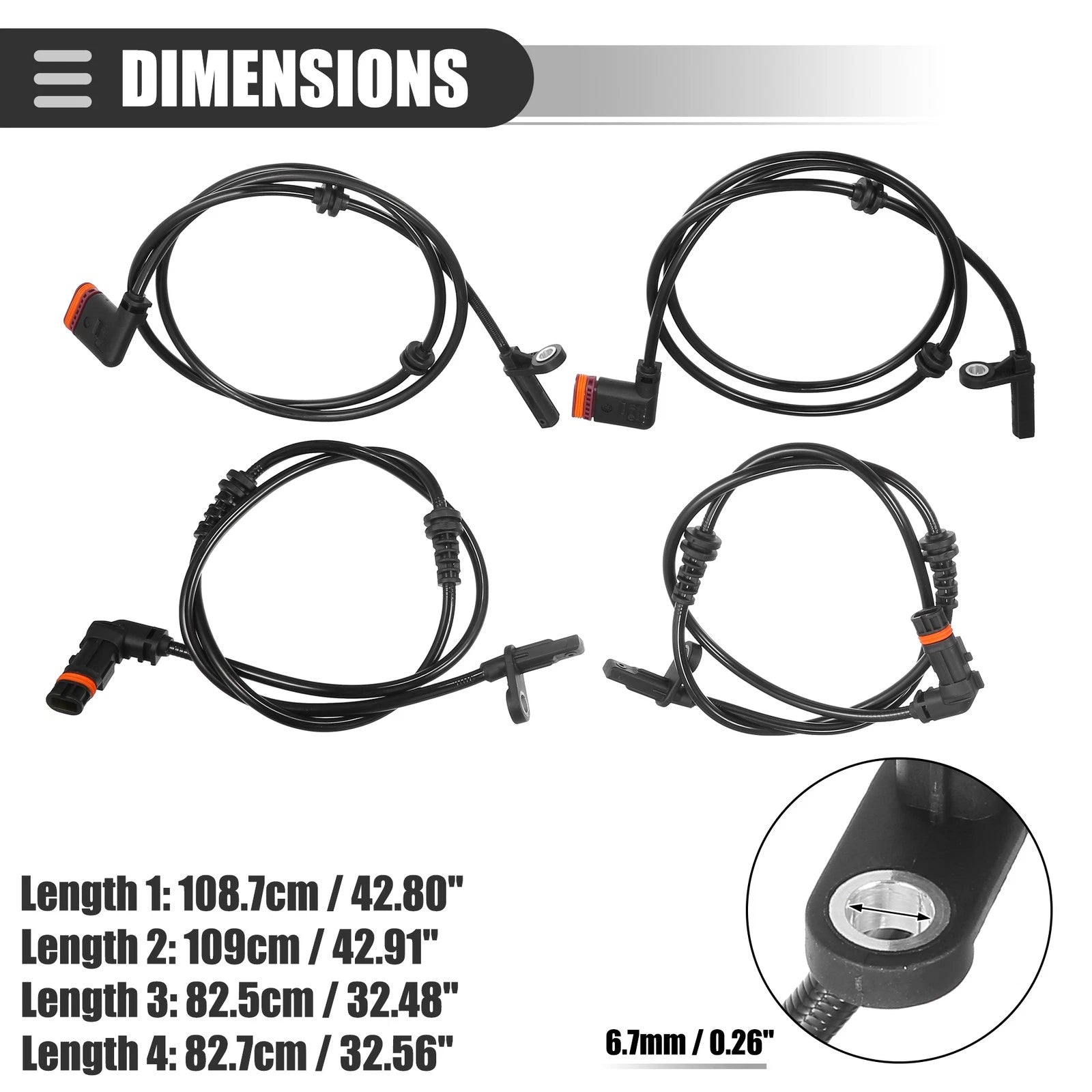 Set of 4 ABS Sensors for Mercedes-Benz GLK250 (No. 2045401317/2049053105)