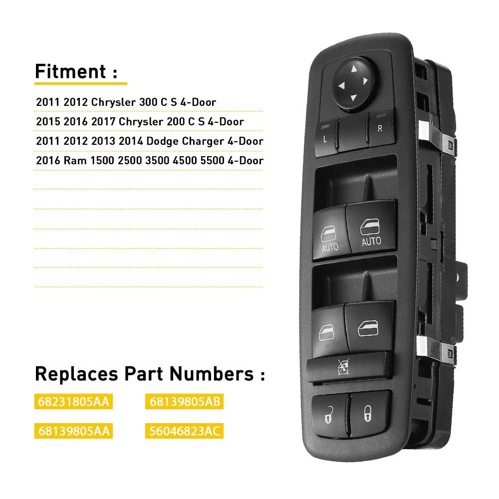 Master Power Window Switch for Chrysler 200 (2015–2017) 11 Pins UV
