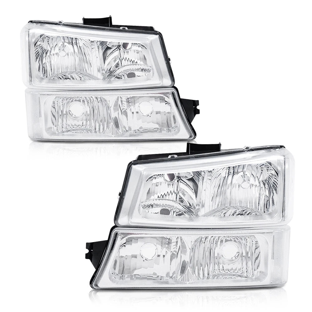 Chrome Clear Corner Headlights and Signal Bumper Lamps for Silverado (2003–2006)