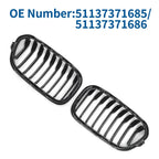 Pair Front Upper Bumper Grille for BMW 1 Series F20 Matte Black (2011-2019)