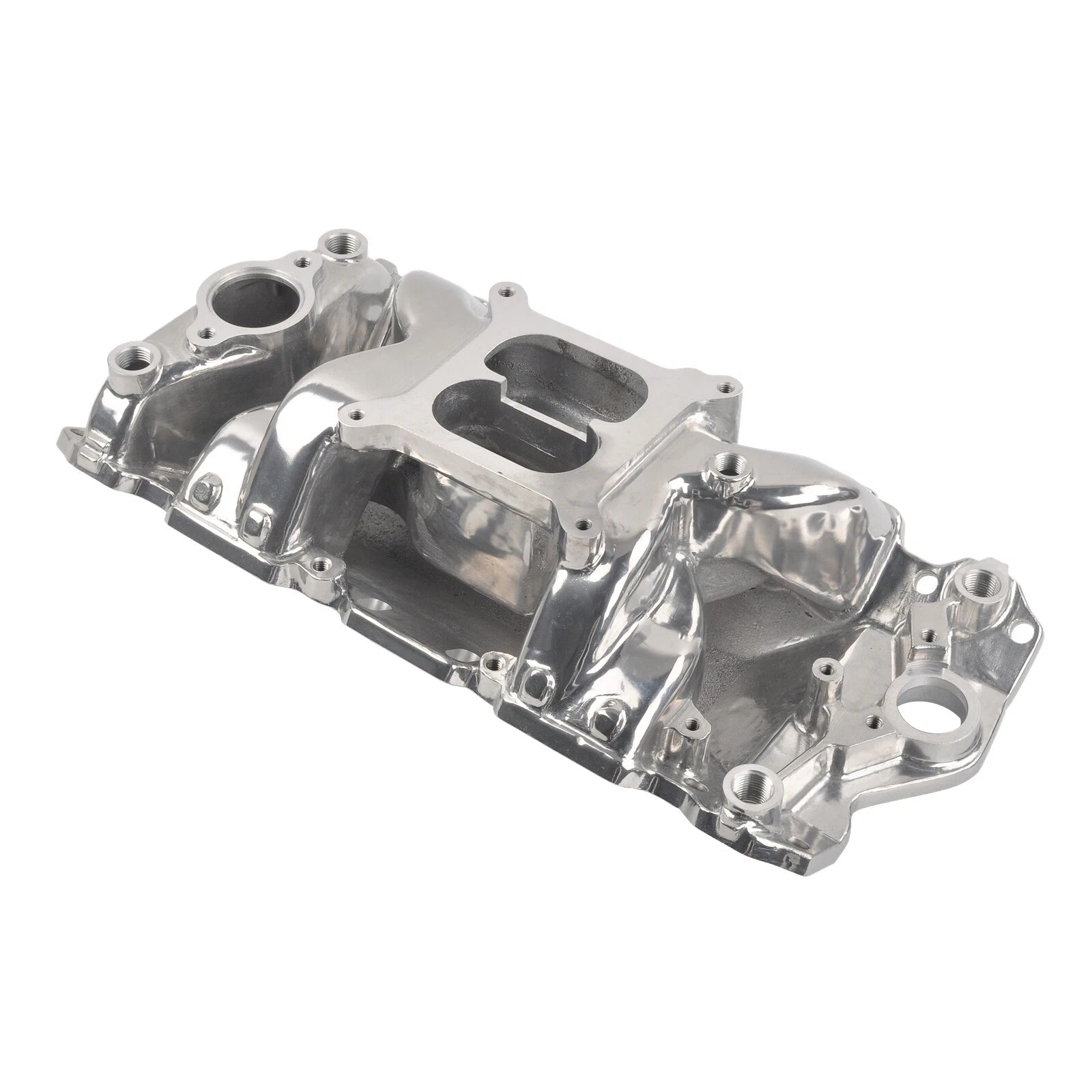 Intake Manifold Dual Plane Polished Aluminum for SBC Chevy 350 400 (1956–1986)